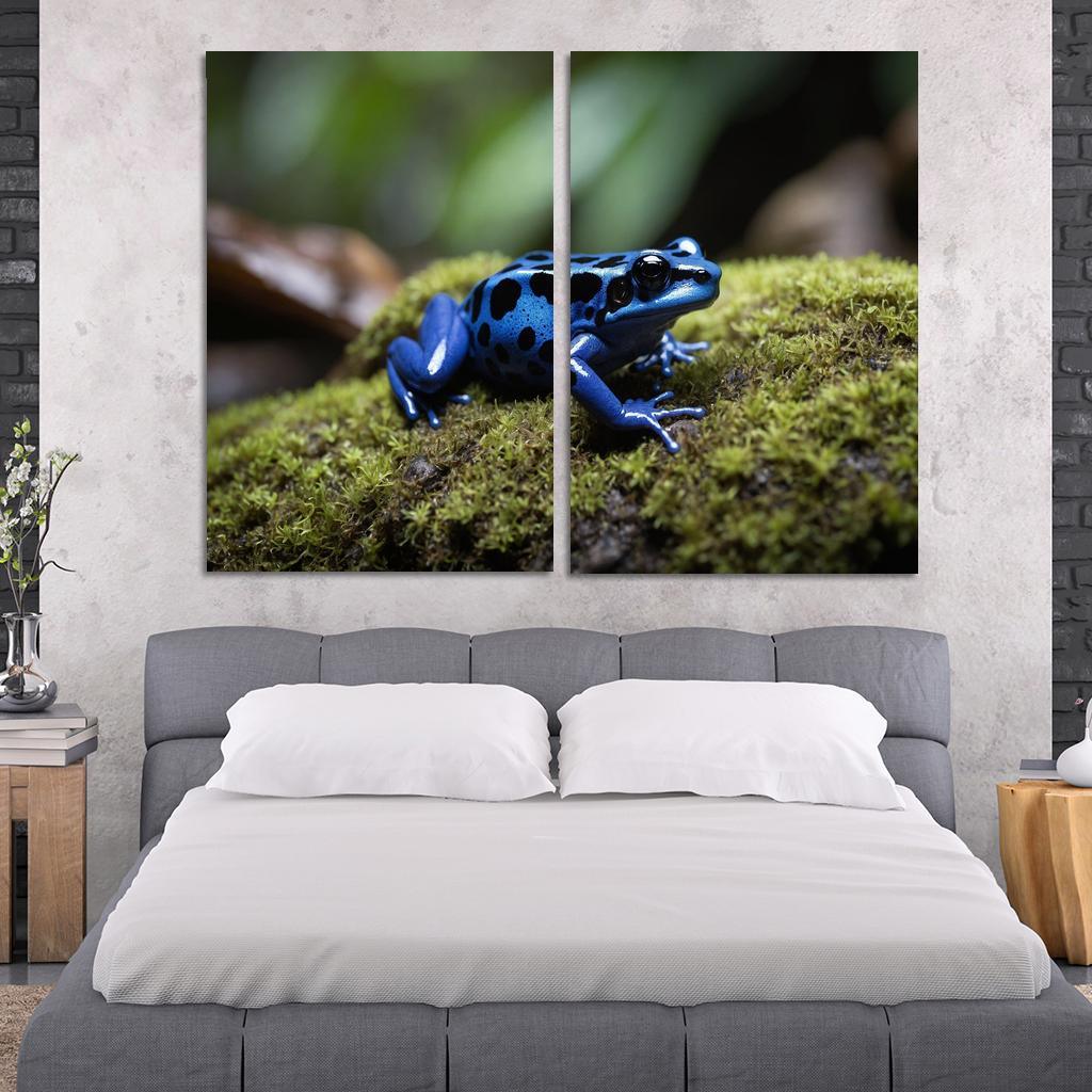 The Rare Blue Poison Dart Frog In A Tropical Rainforest Framed Paintings
