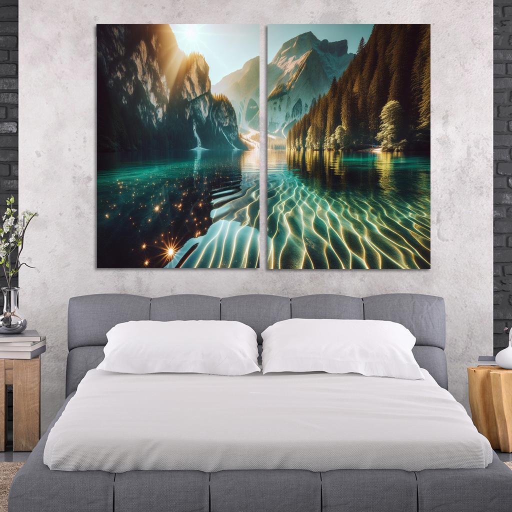 The Shimmering Surface Of Crystal Lake Custom Paintings Frame