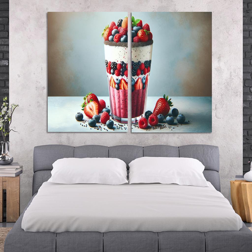 Almond Berry Bliss Smoothie 2 Piece HD Canvas Wall Art-Original Frame
