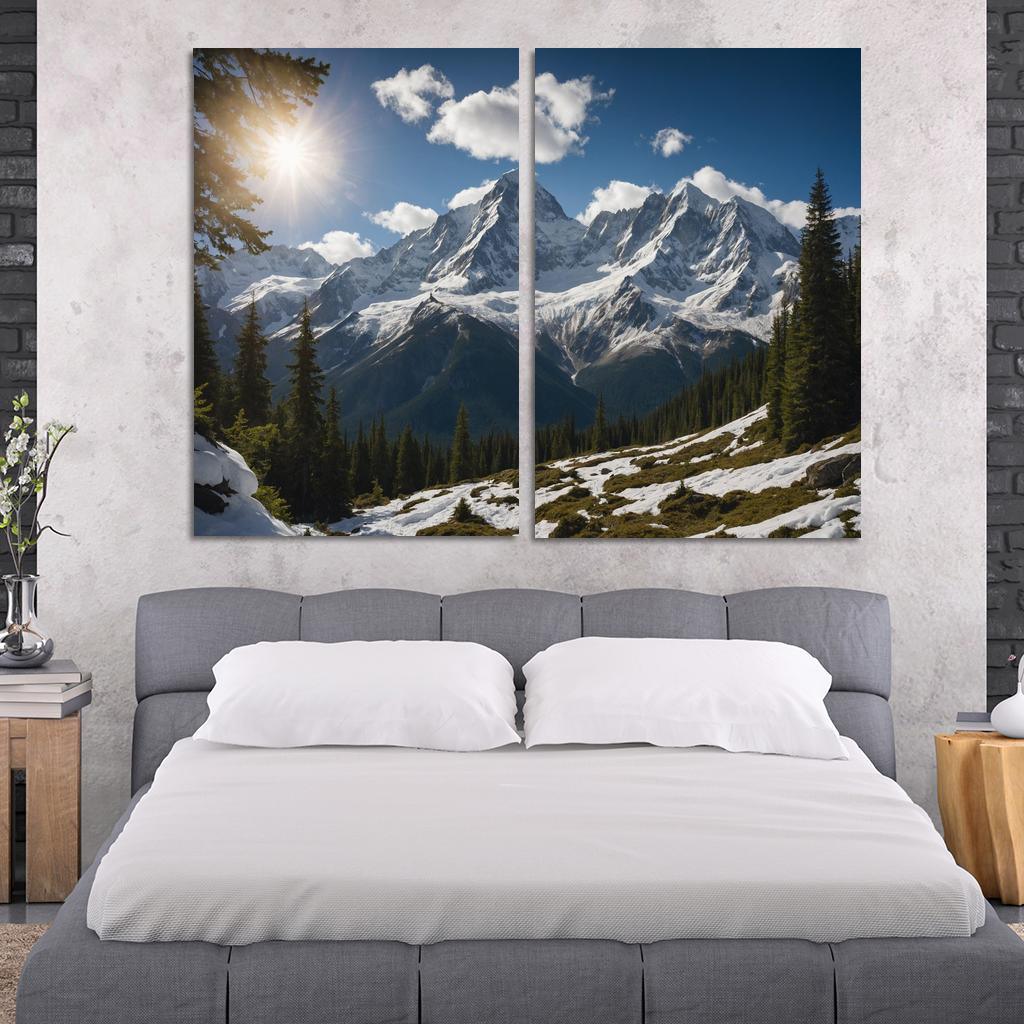 The Grandeur Of Snow-capped Peaks Oil Paintings Frame