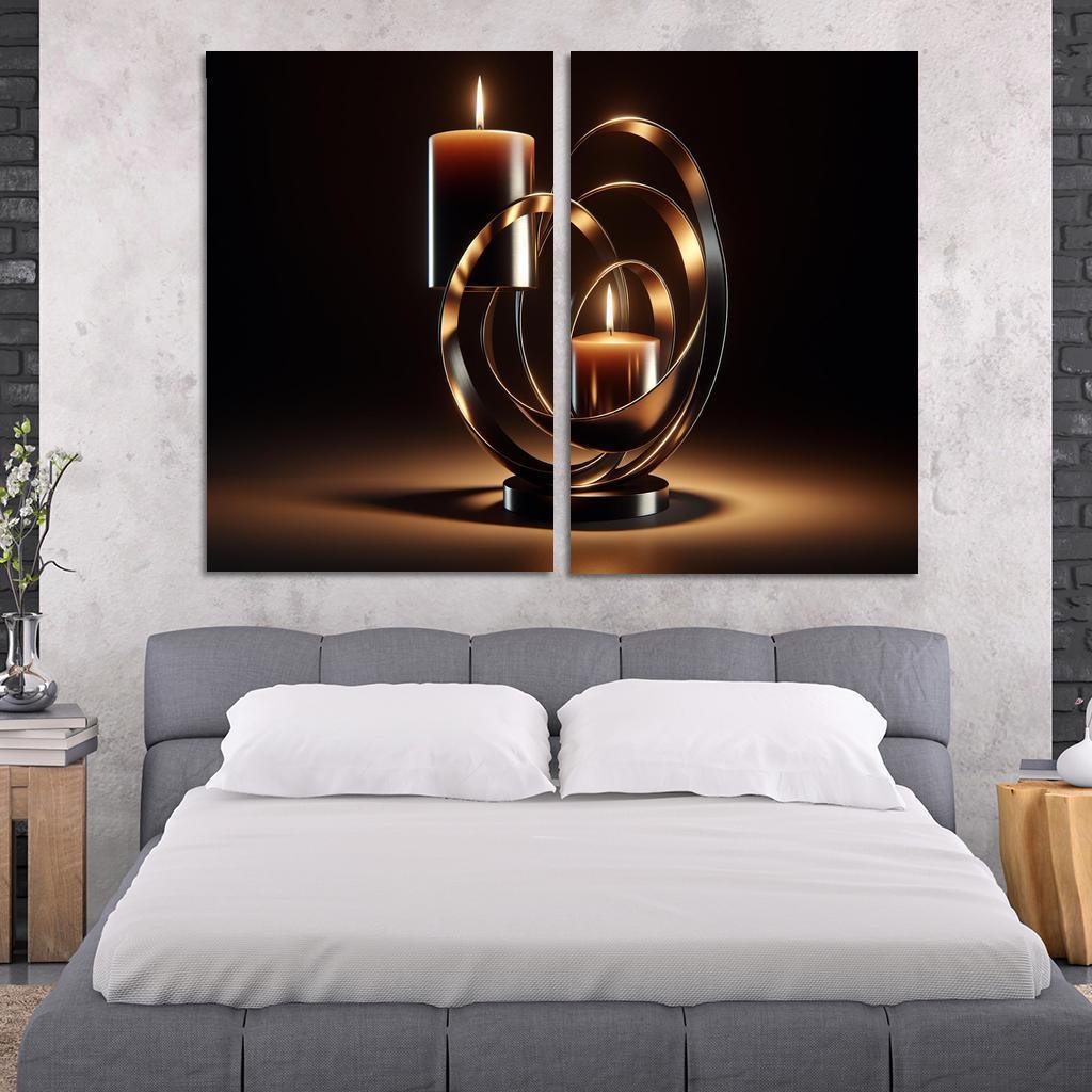 Sculptural Metal Candle Holders 2 Piece HD Canvas Wall Art-Original Frame
