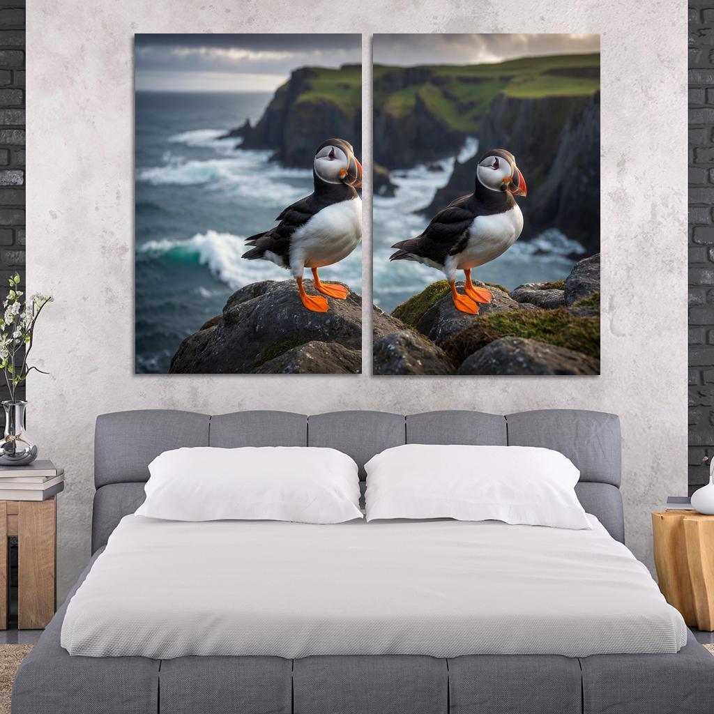 The Colorful Puffin Clown Of The Sea Modern Paintings Frame