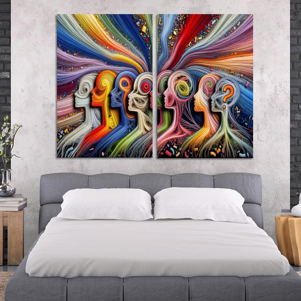 Threads of Resilience Art on Mental Health Awareness 2 Piece HD Canvas Wall Art-Original Frame