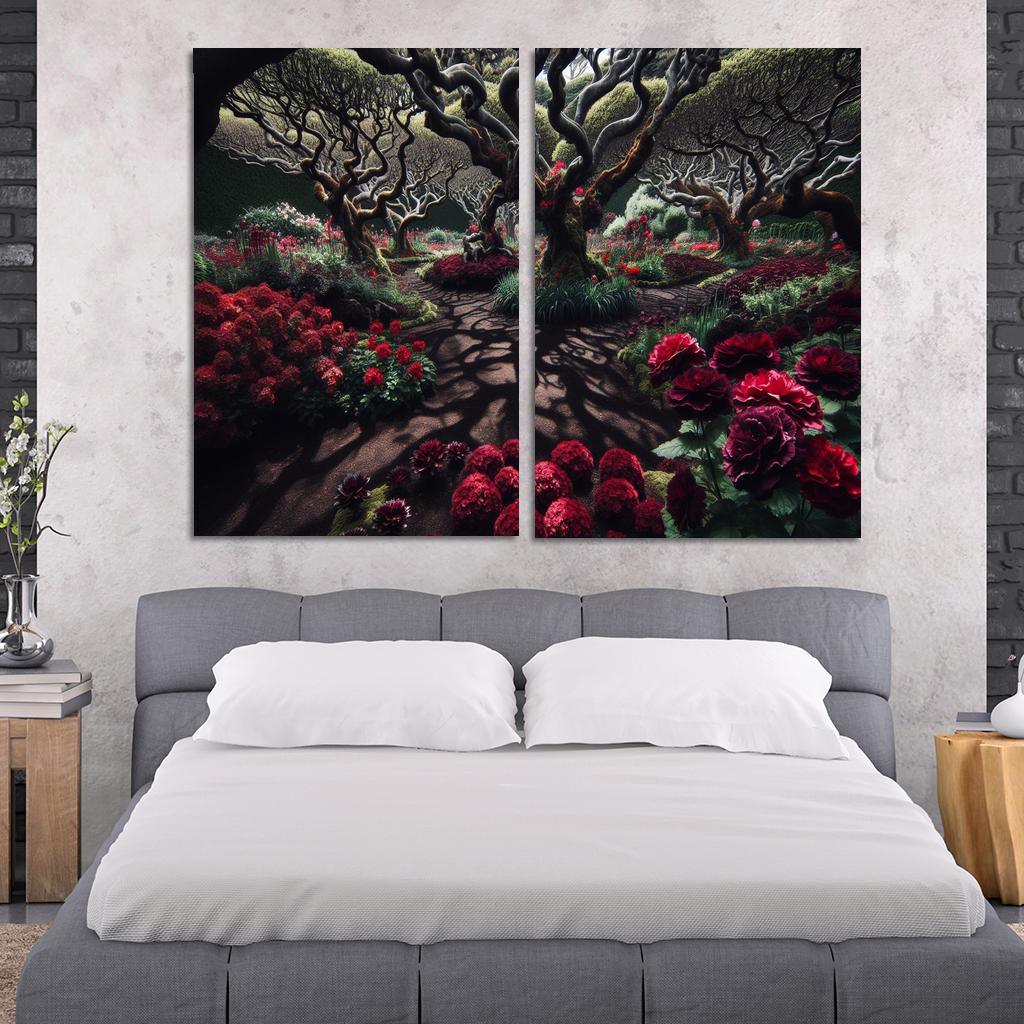 Eclipsed Garden Nature's Gothic Rebirth 2 Piece HD Canvas Wall Art-Original Frame