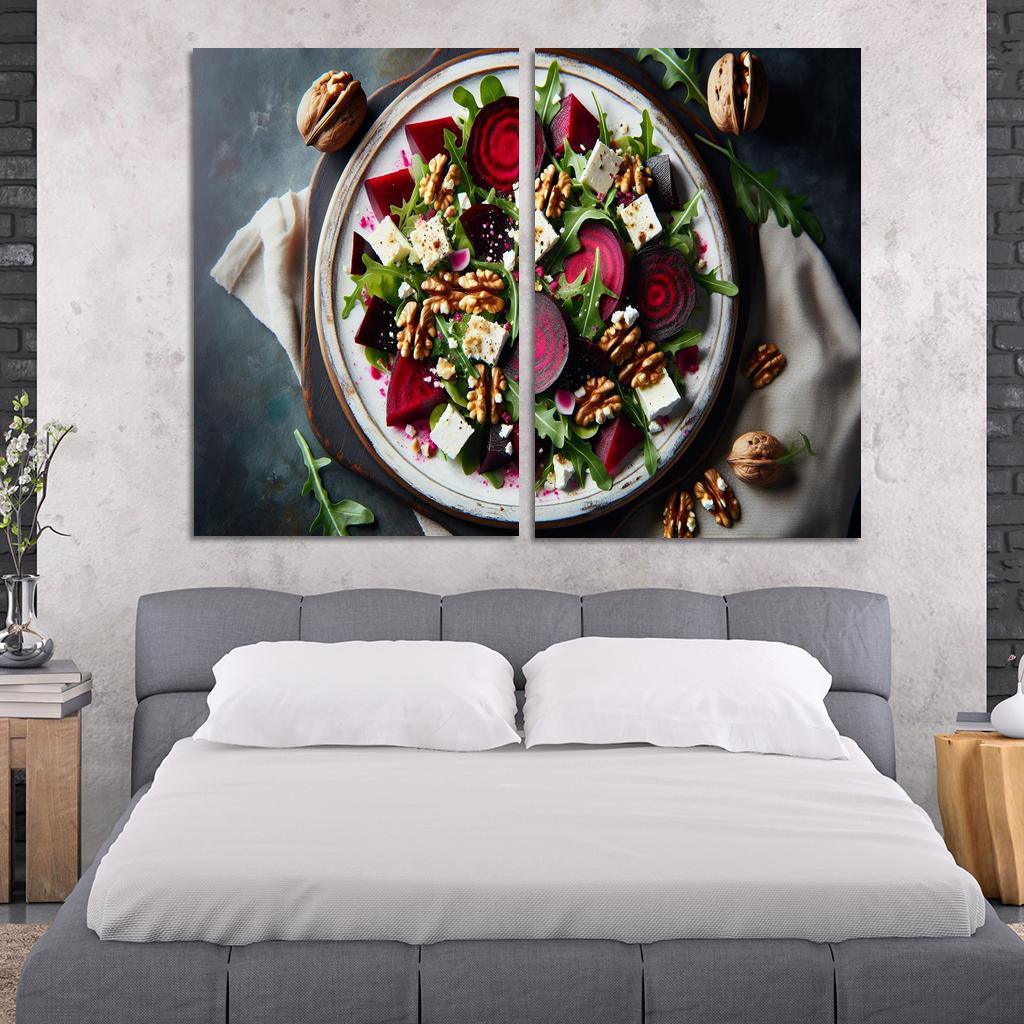 Beetroot and Feta Salad with Walnut Dressing 2 Piece HD Canvas Wall Art-Original Frame