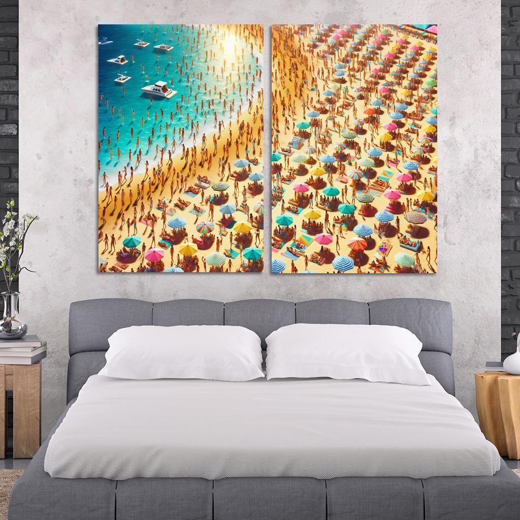Sunny Isle Vibrant Beach Party Hub Premium Artwork Frames