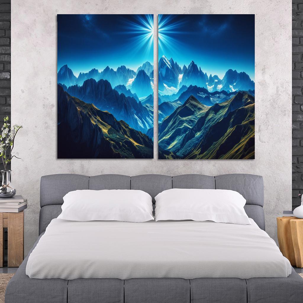 The Majestic Peaks Of Azure Mountain Range Custom Paintings Frame