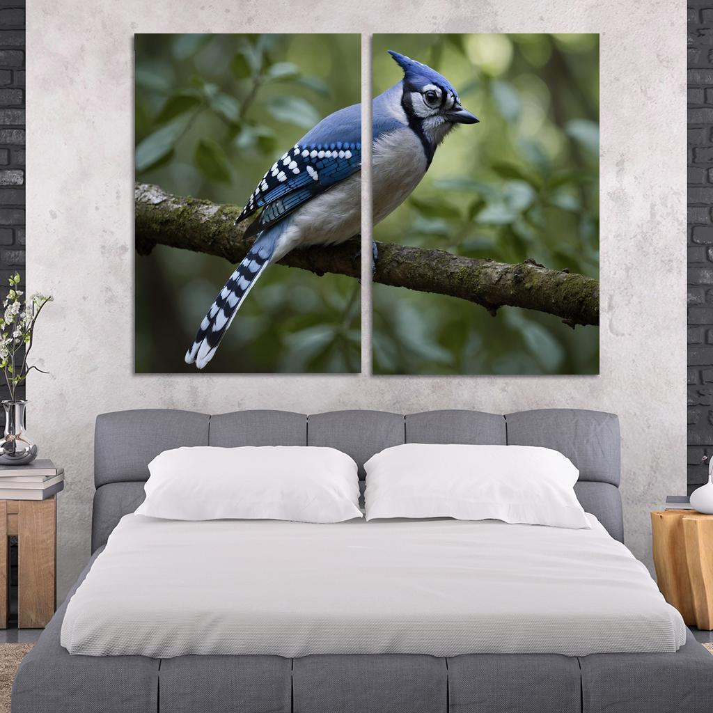 The Elegant Blue Jay In The Forest Framed Paintings