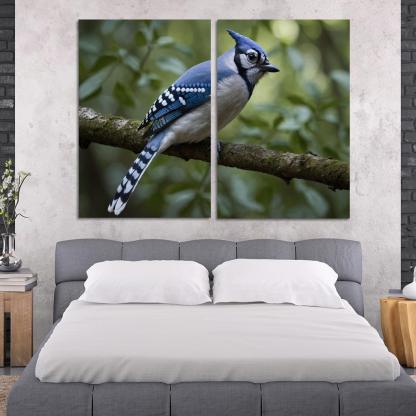 The Elegant Blue Jay In The Forest Framed Paintings
