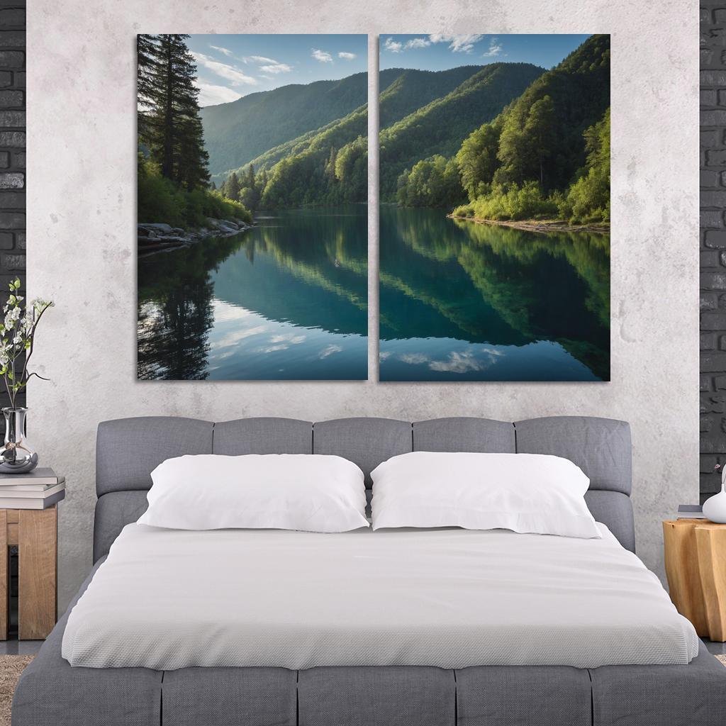 The Mesmerizing View Of Crystal Blue Lakes Oil Paintings Frame