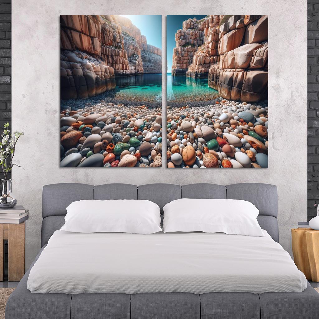 Pebble Beach Cove Unique Geological Marvel Custom Paintings Frame