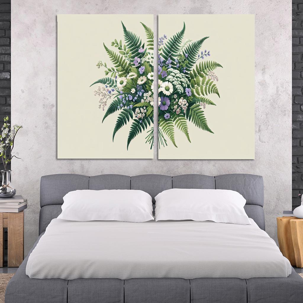 Enchanted Forest Blooms A Woodland Bouquet 2 Piece HD Canvas Wall Art-Original Frame