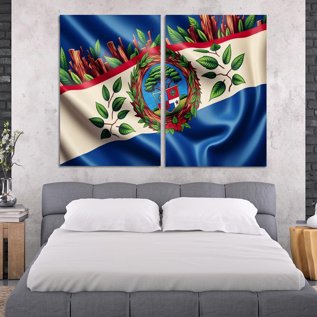 Colors of Diversity The Flag of Belize 2 Piece HD Canvas Wall Art-Original Frame