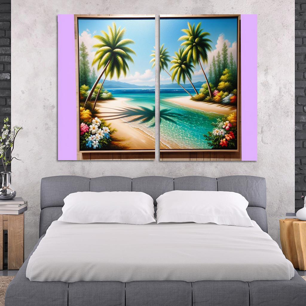 Coconut Grove Exotic Relaxation Spot Oil Paintings Frame