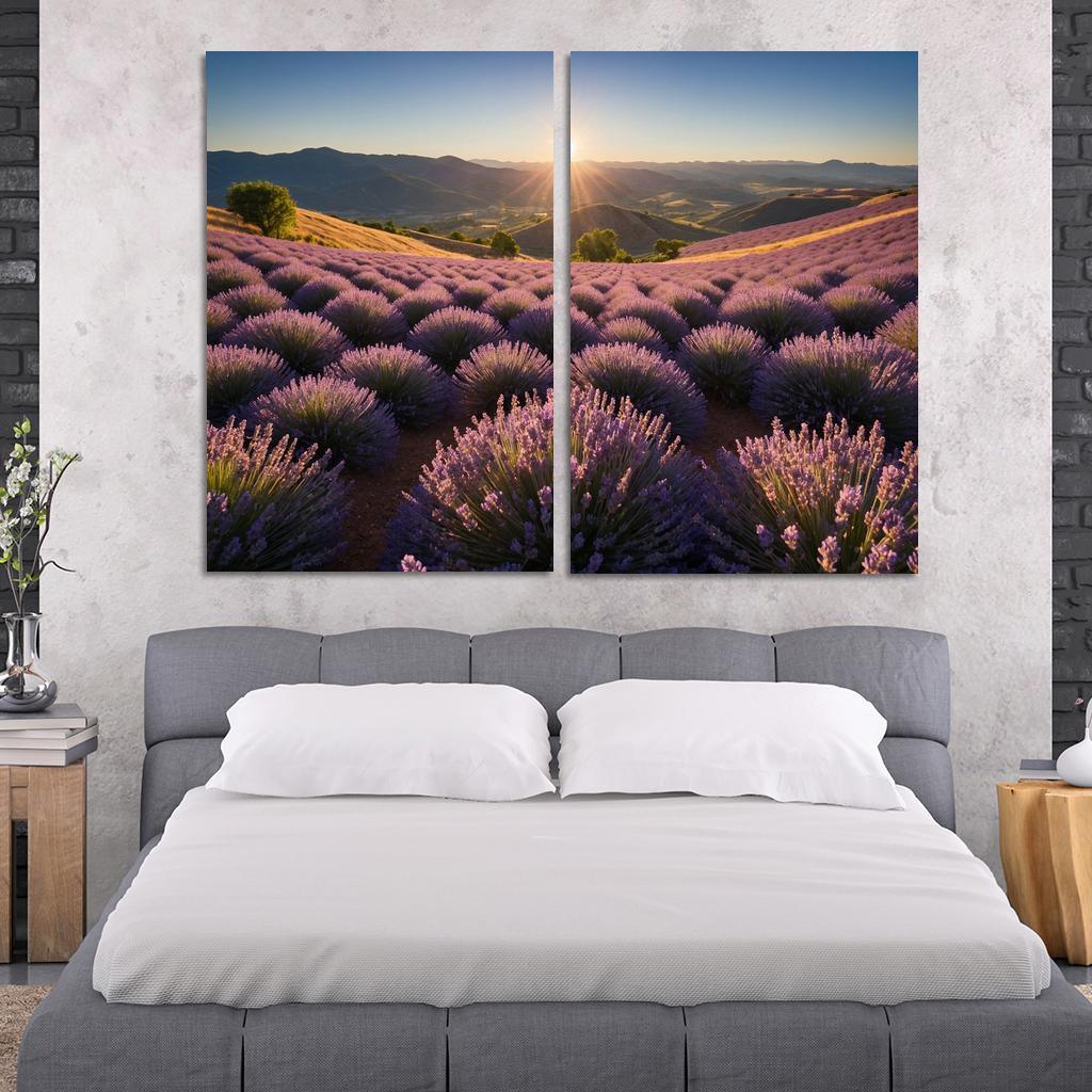 The Serene Valley Of Lavender Blooms Multi-panel Paintings