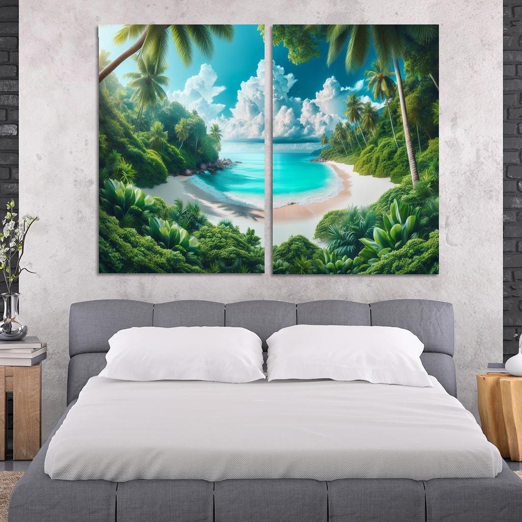 Whispering Waves Beach A Secluded Paradise Custom Paintings Frame
