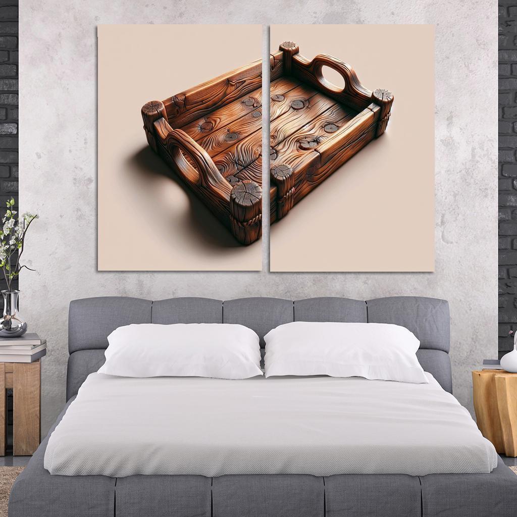 Rustic Wooden Tray with Handles 2 Piece HD Canvas Wall Art-Original Frame