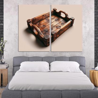 Rustic Wooden Tray with Handles 2 Piece HD Canvas Wall Art-Original Frame