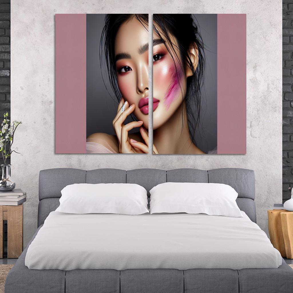 Monochrome Makeup Cohesive Looks 2 Piece HD Canvas Wall Art-Original Frame