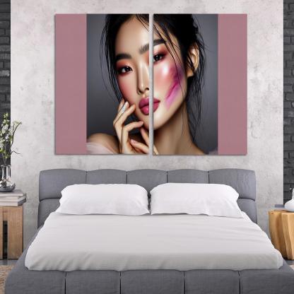 Monochrome Makeup Cohesive Looks 2 Piece HD Canvas Wall Art-Original Frame