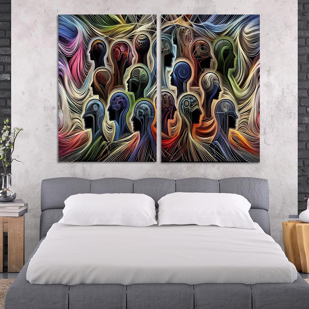 Threads of Resilience Art on Mental Health Awareness 2 Piece HD Canvas Wall Art-Original Frame