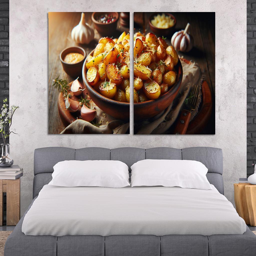 Herbed Garlic Parmesan Roasted Potatoes 2 Piece HD Canvas Wall Art-Original Frame