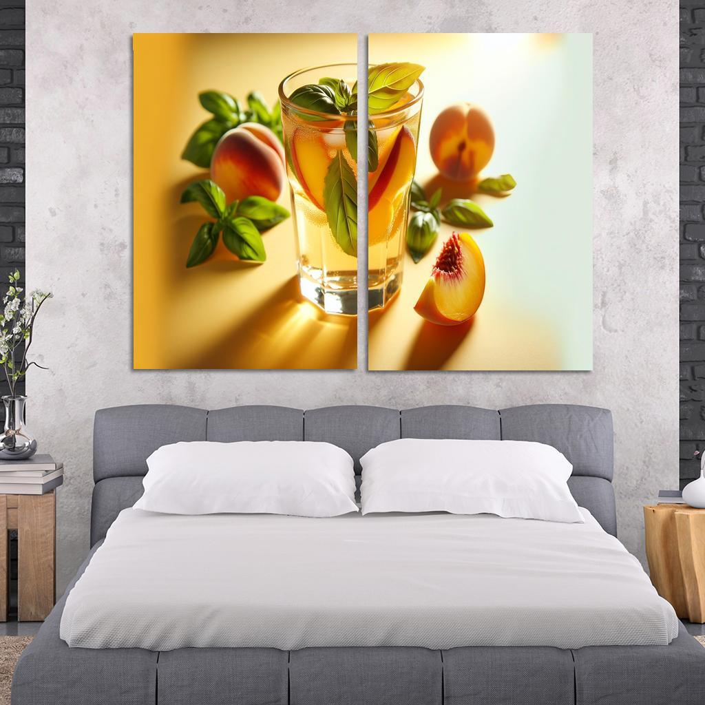 Peach Basil Infused Lemonade 2 Piece HD Canvas Wall Art-Original Frame