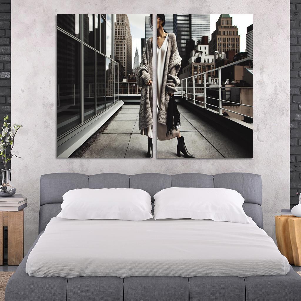 Layered Textures Combining Fabrics 2 Piece HD Canvas Wall Art-Original Frame