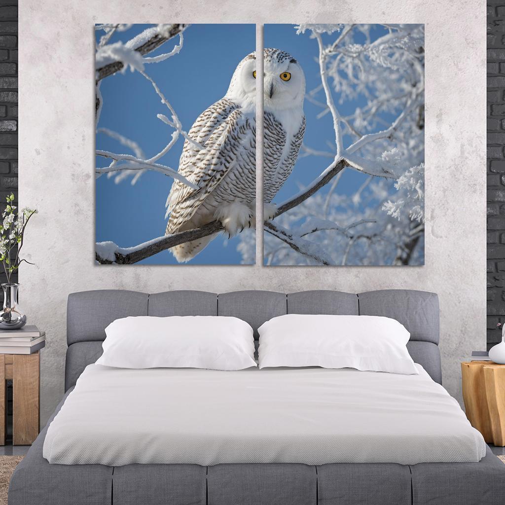 The Enchanting Snowy Owl In The Arctic Canvas Paintings Frame