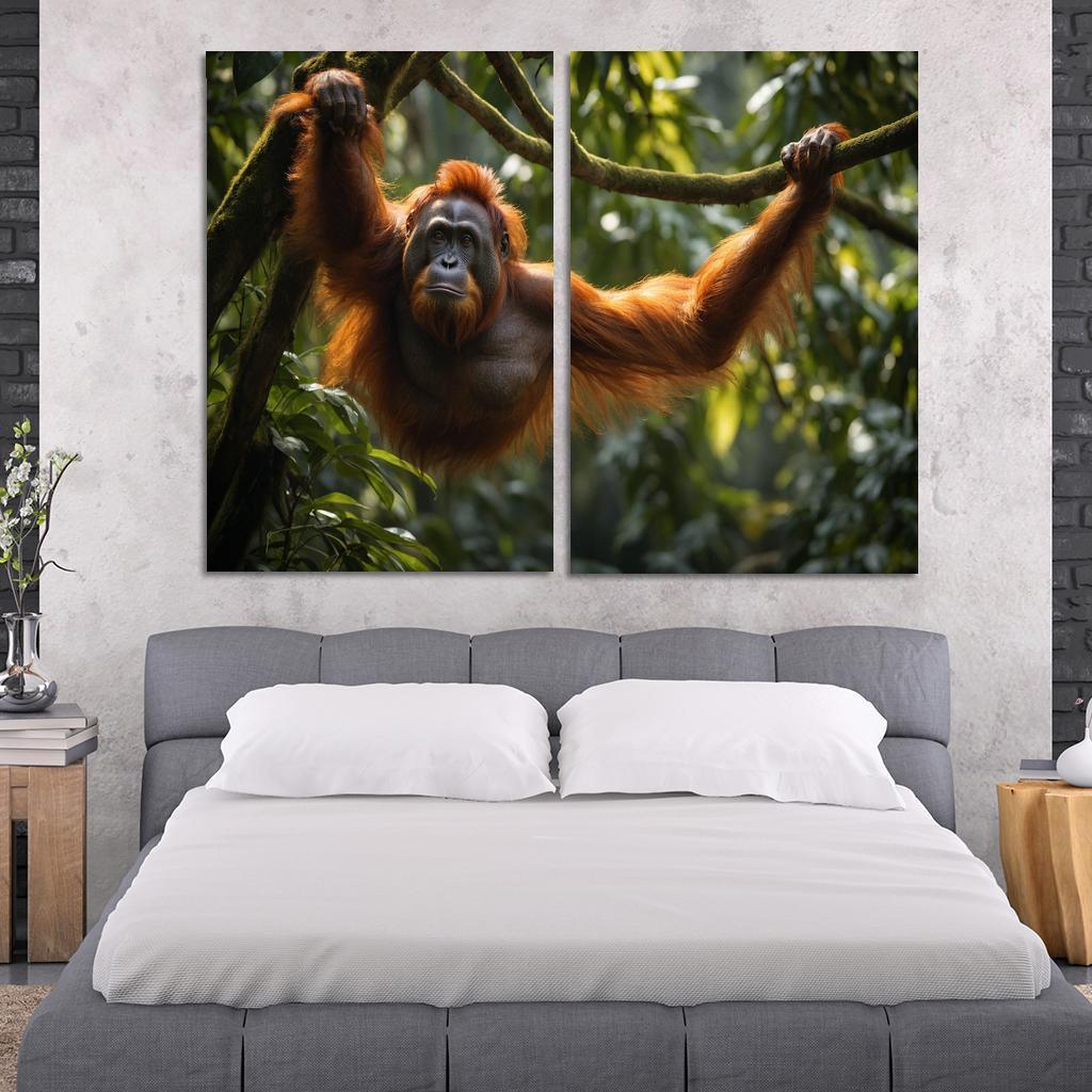 The Striking Bornean Orangutan The Gentle Giant Of The Jungle Modern Paintings Frame