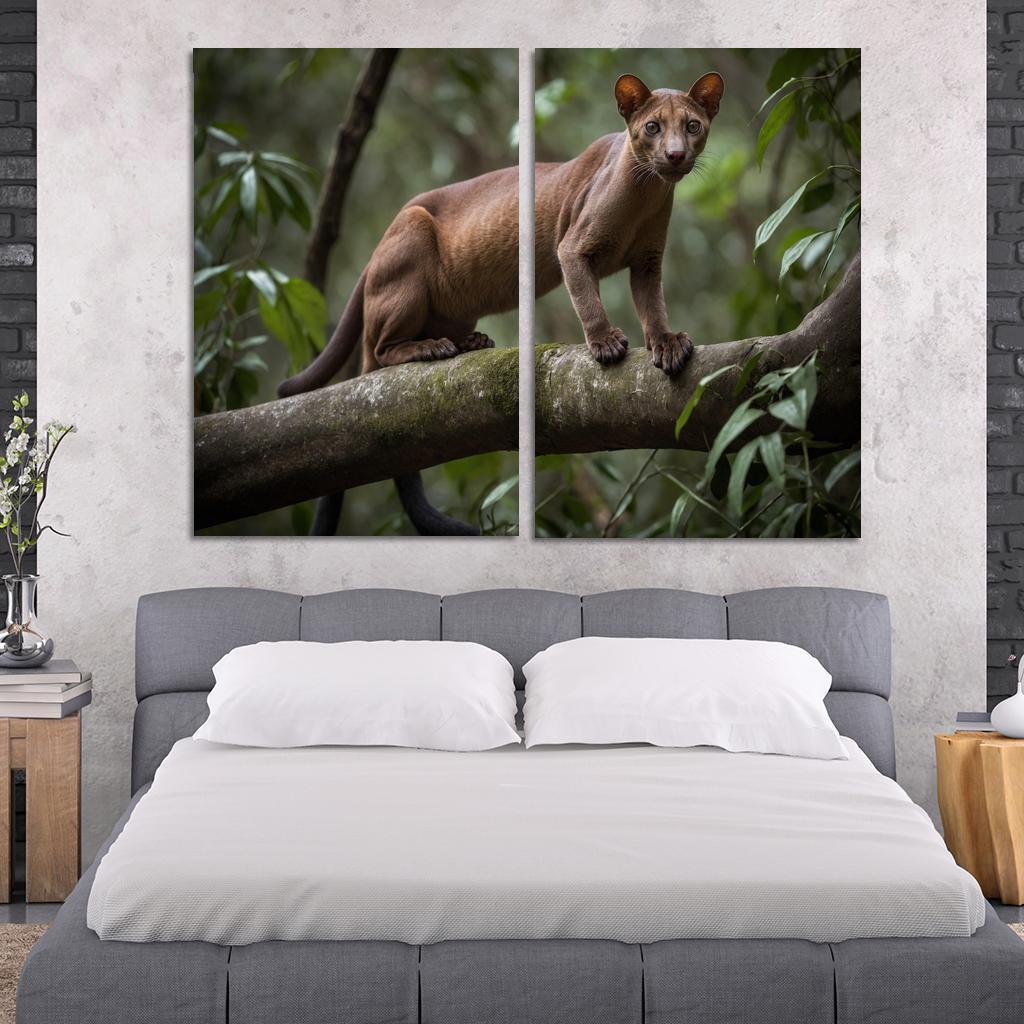 The Unique Fossa In Madagascar's Forests Framed Paintings