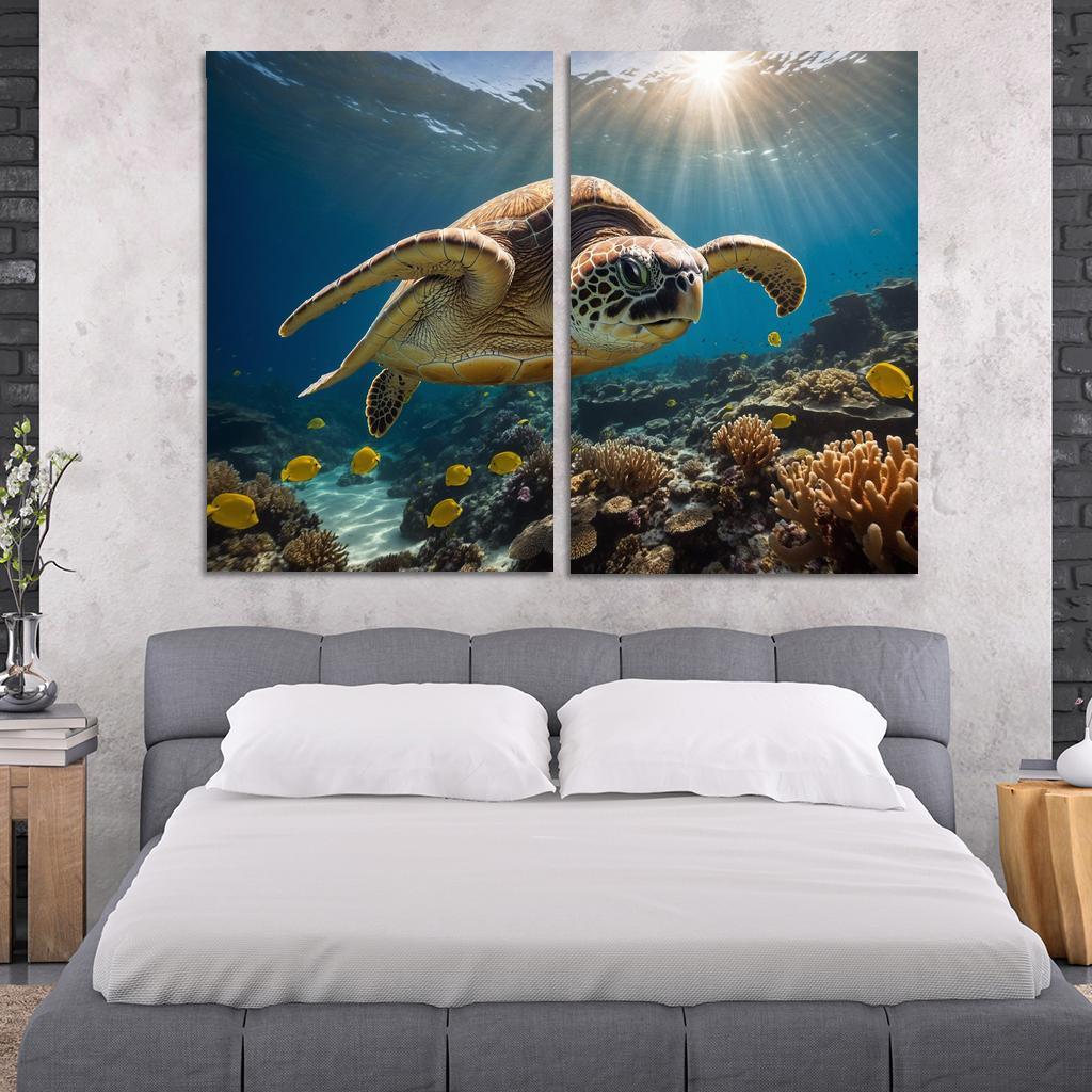 The Fascinating Great Barrier Reef Turtle Ancient Navigator Oil Paintings Frame