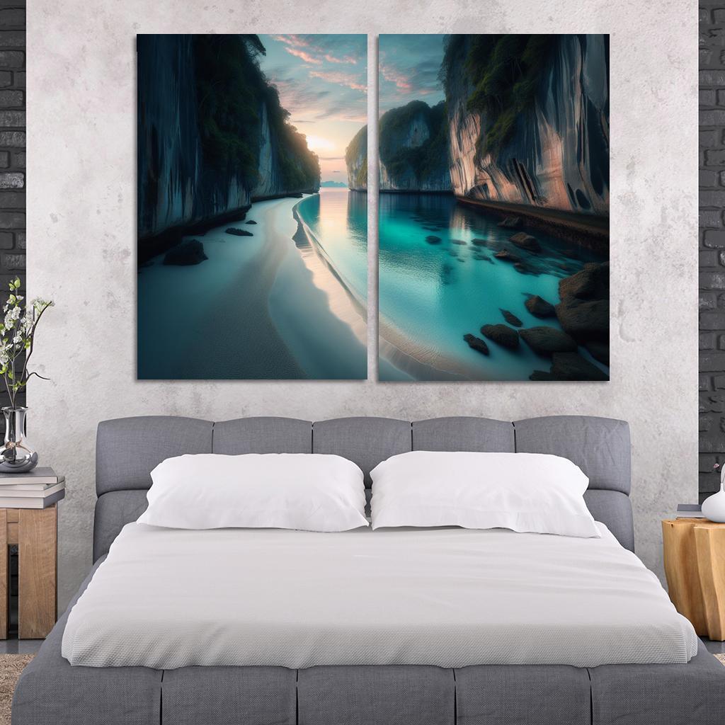 Silver Beach Escape Modern Paintings Frame