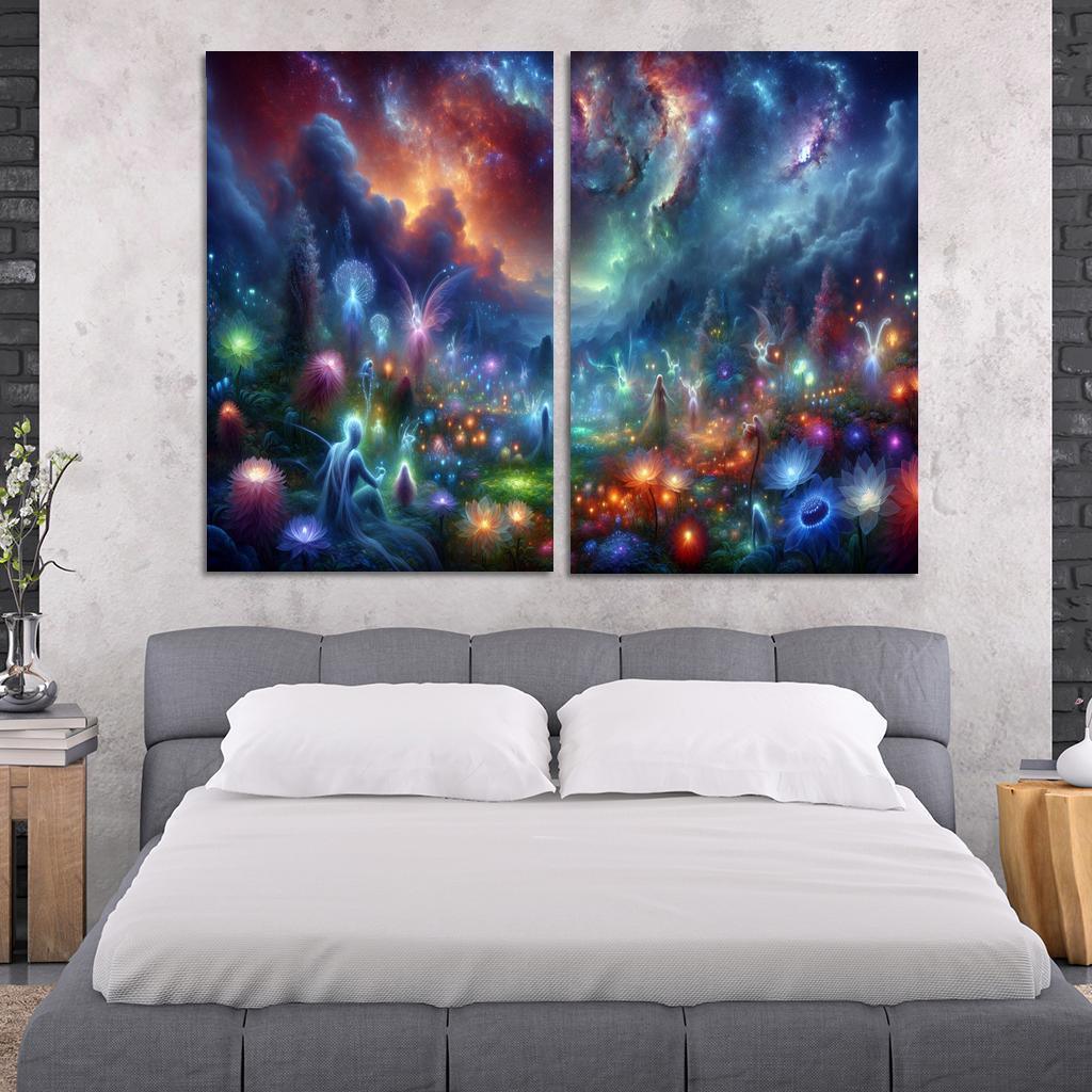 The Nebula Gardens 2 Piece HD Canvas Wall Art-Original Frame