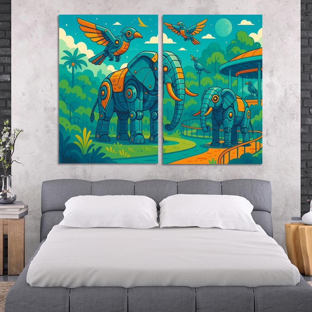 Robot Zoo - Mechanical Animal World Framed Paintings