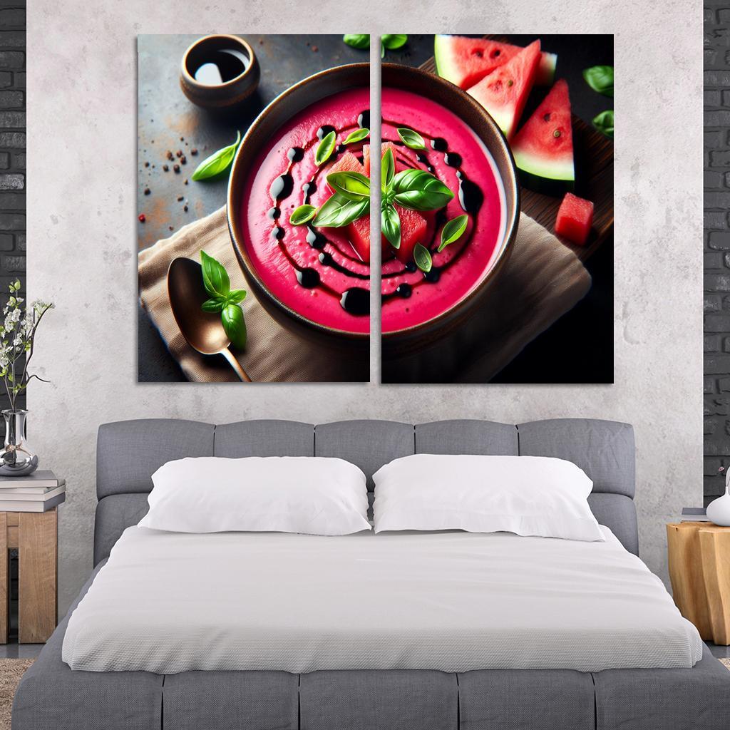 Chilled Watermelon Basil Soup 2 Piece HD Canvas Wall Art-Original Frame