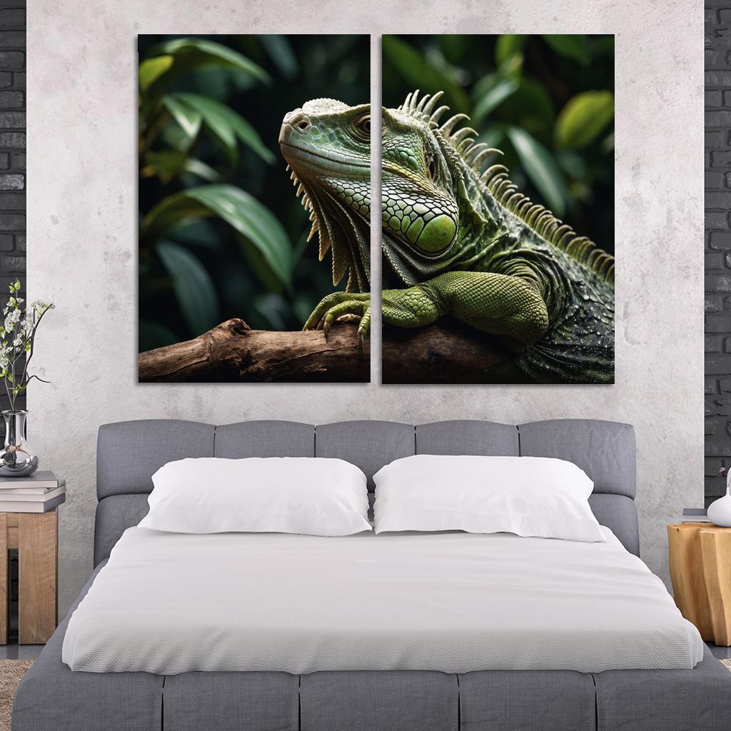 The Mysterious Green Iguana A Lizard Of The Tropics Canvas Paintings Frame
