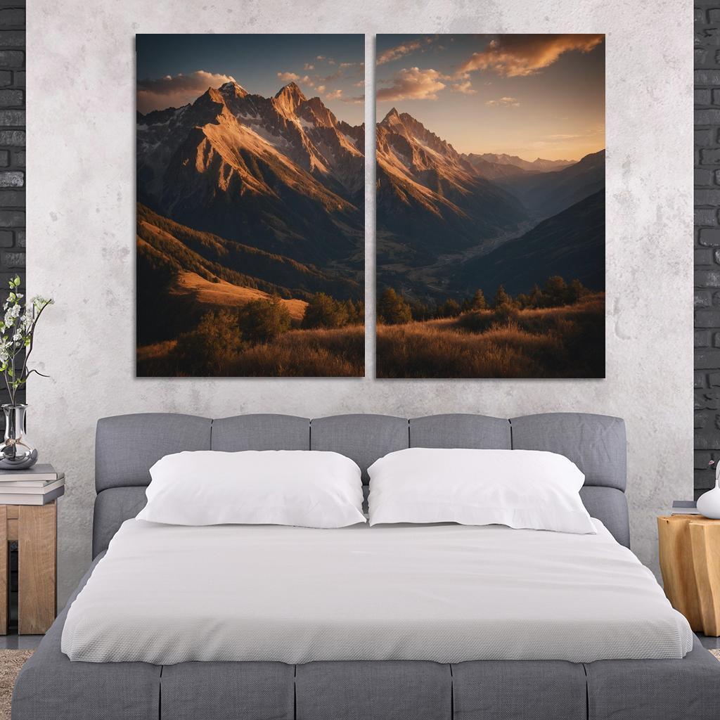 The Soft Glow Of Evening Mountain Shadows Oil Paintings Frame