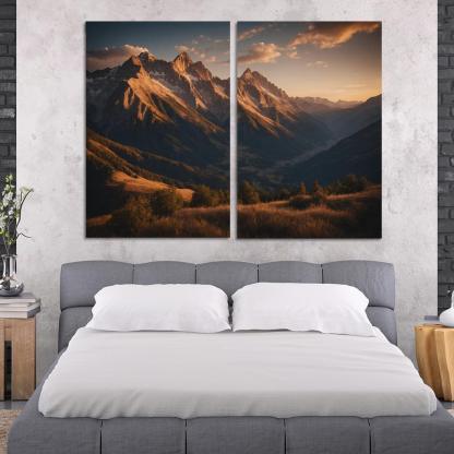 The Soft Glow Of Evening Mountain Shadows Oil Paintings Frame