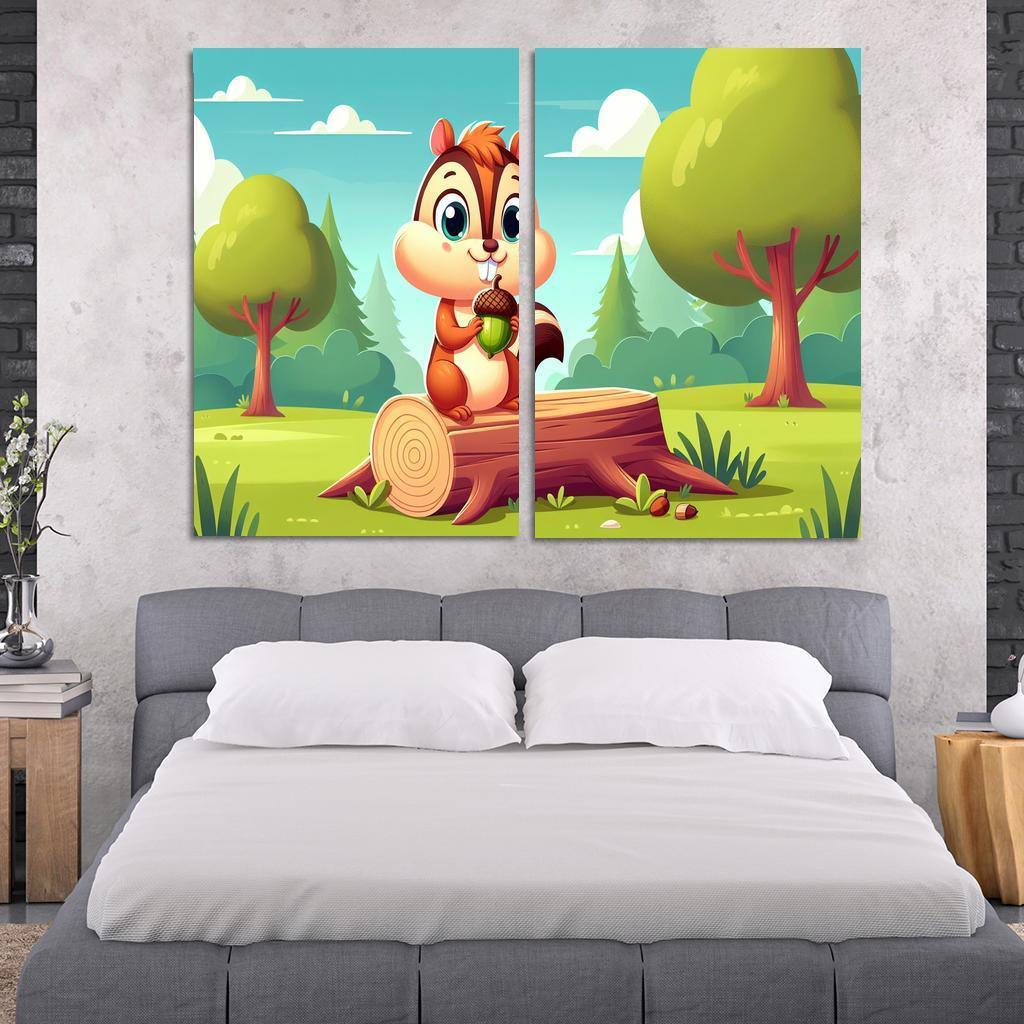 Cheeky Chipmunk 2 Piece HD Canvas Wall Art-Original Frame
