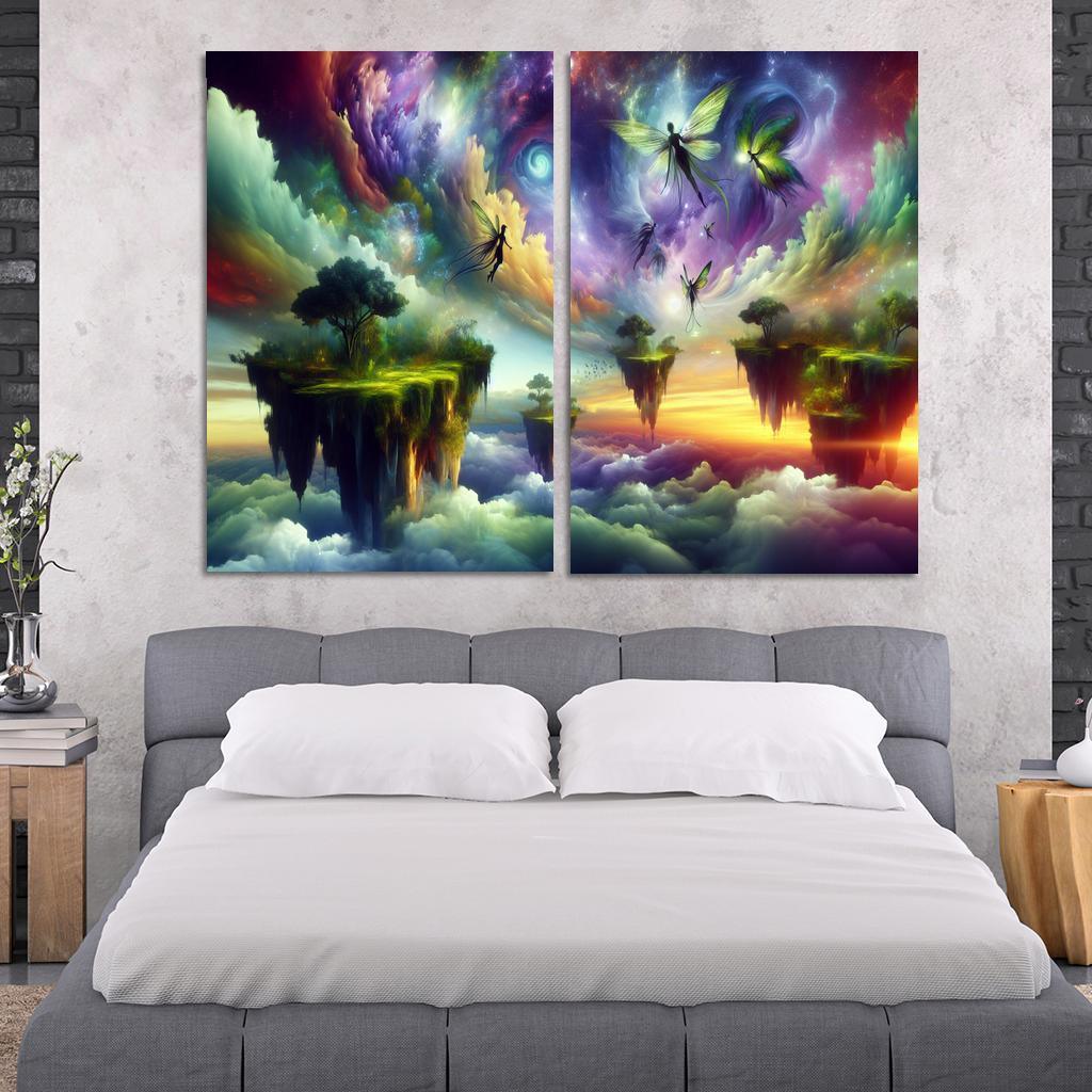 The Aetherium Realm A Dimension of Endless Skies 2 Piece HD Canvas Wall Art-Original Frame