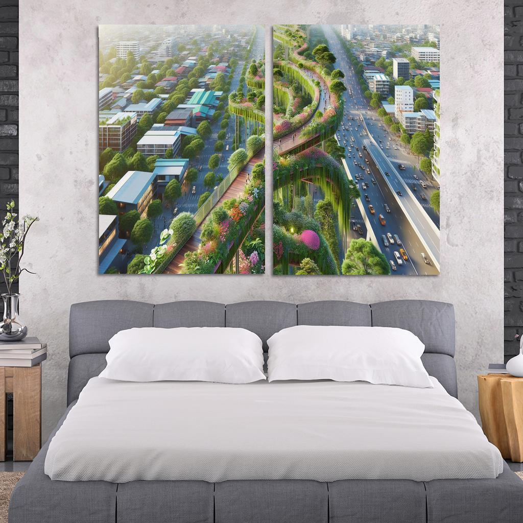 Elevated Green Walkways Custom Paintings Frame