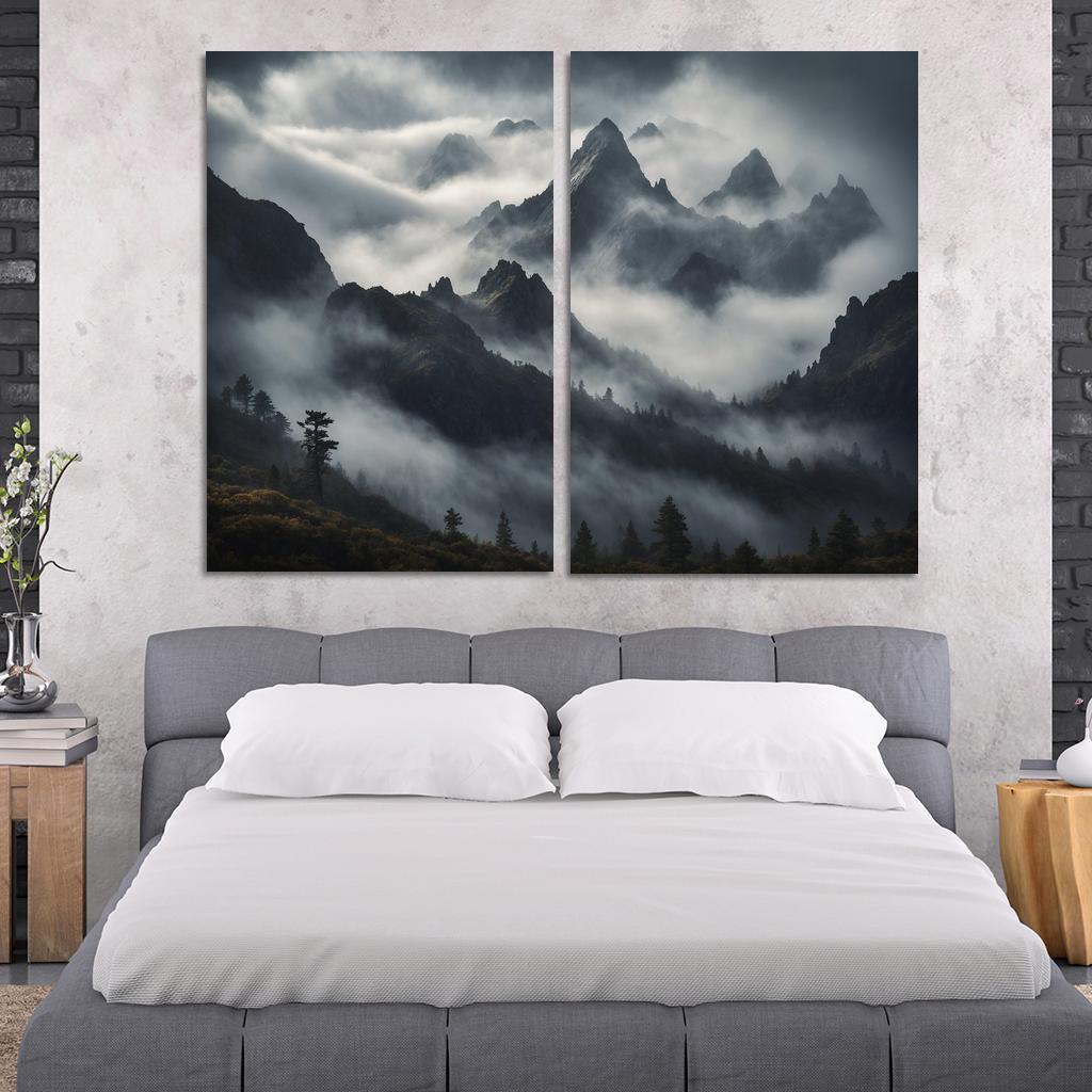 The Majestic Peaks Of Misty Mountain Range Art Trends