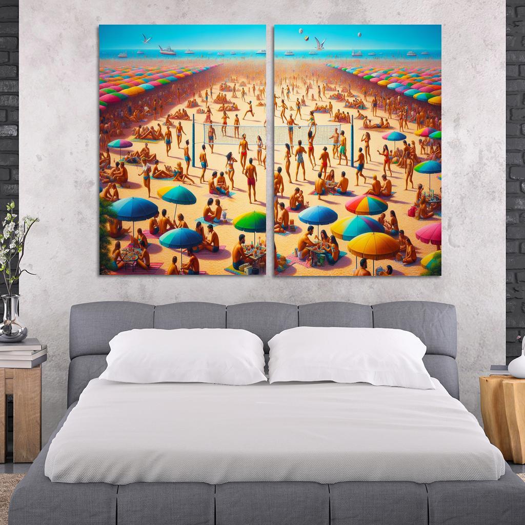 Sunny Retreat Vibrant Beach Life Abstract Paintings Frame