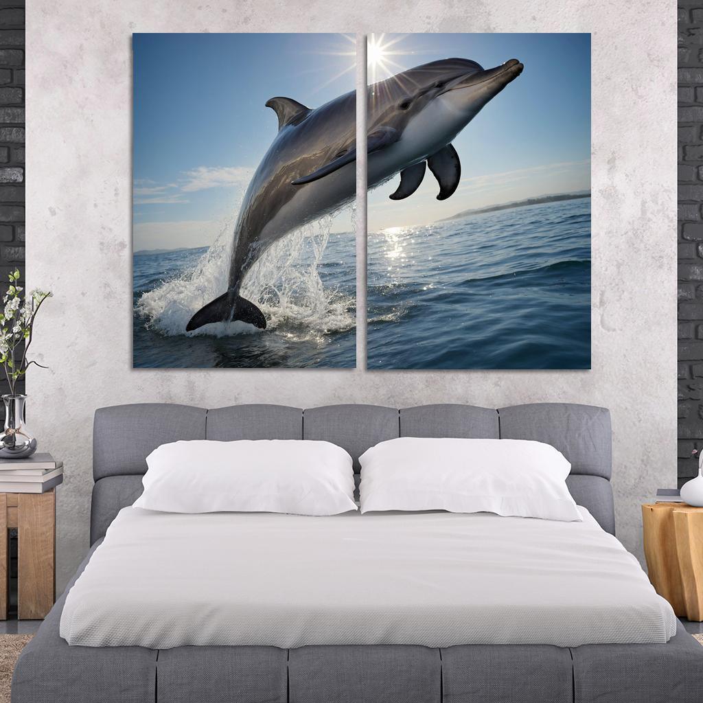 The Playful Bottlenose Dolphin In Coastal Waters Canvas Paintings Frame