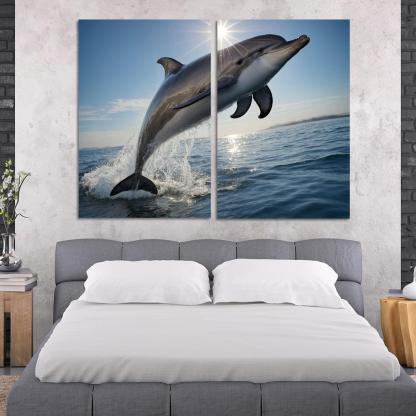 The Playful Bottlenose Dolphin In Coastal Waters Canvas Paintings Frame