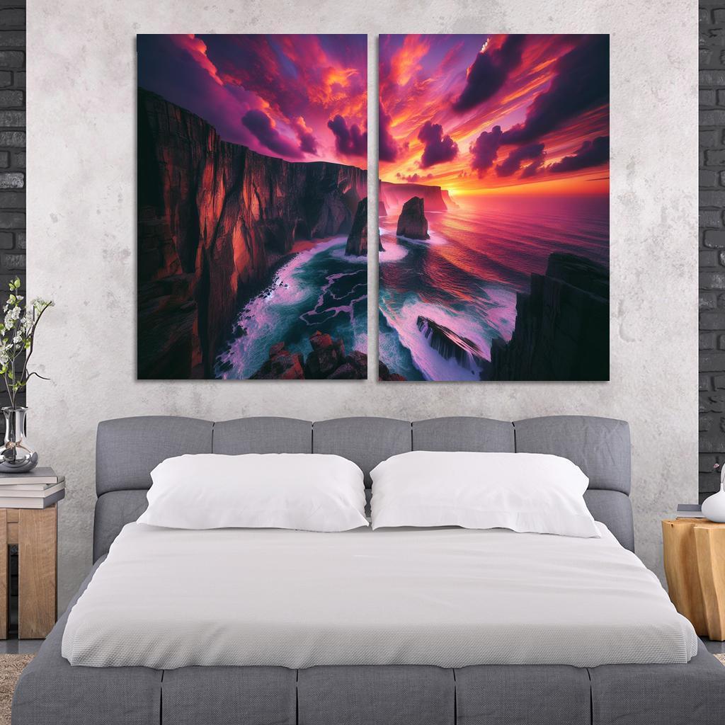 Sunset Cliffs Dramatic Coastal Views Oil Paintings Frame