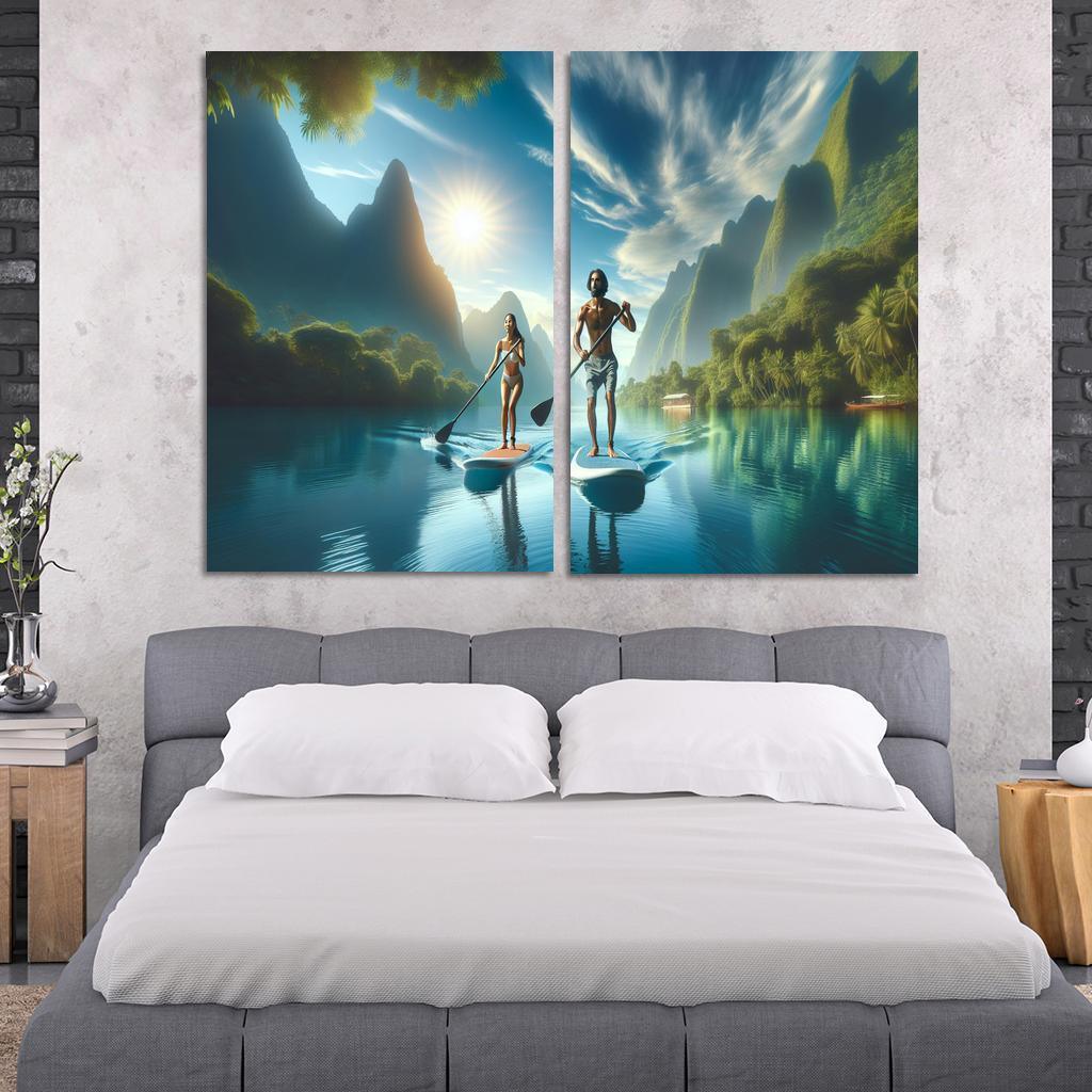Calm Waters Paddleboarding Retreat Multi-panel Paintings