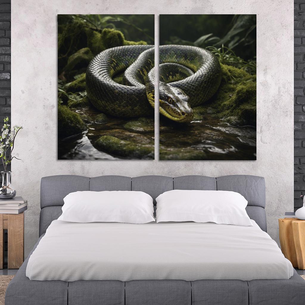 The Mysterious Green Anaconda Giant Of The Swamps Canvas Paintings Frame