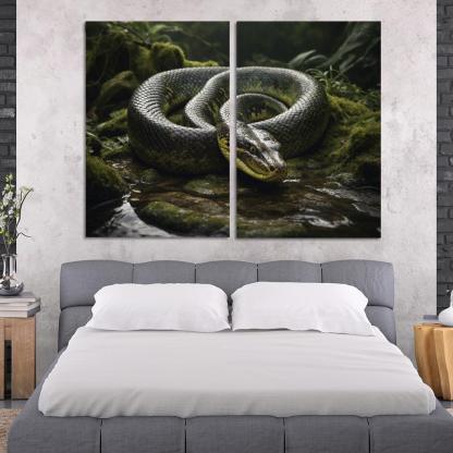 The Mysterious Green Anaconda Giant Of The Swamps Canvas Paintings Frame